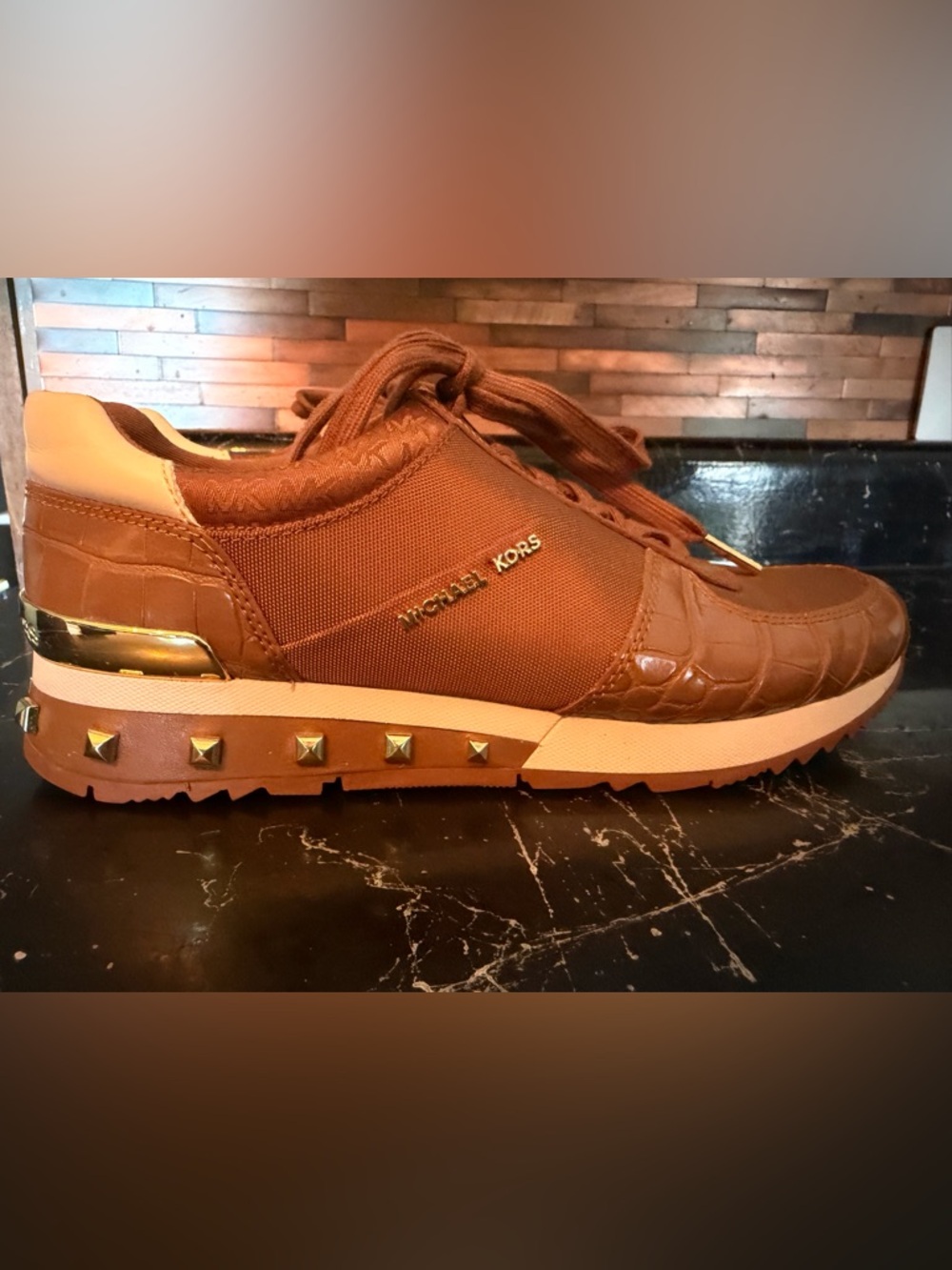 Michael Kors Women’s Brown Studded Leather Sneaker